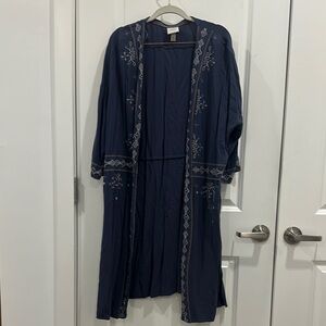 Navy Embroidered Kimono